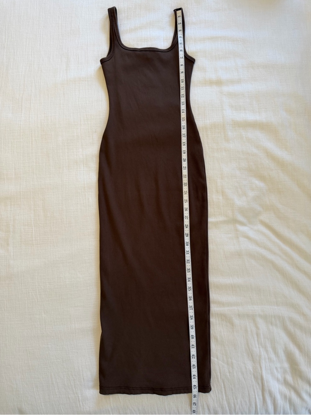 Bumpsuit Sculpting Rib Midi Dress Chocolate Brown Size XS - Picture 13 of 13